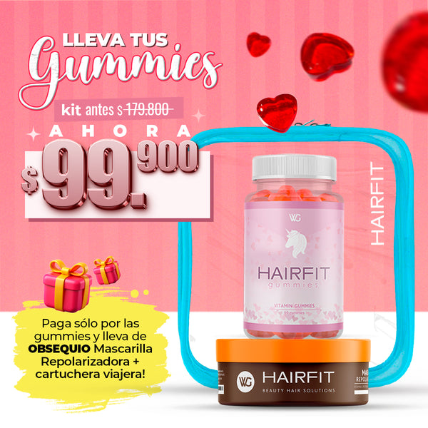 HAIRFIT GUMMIES + MASCARILLA REPOLARIZADORA + CARTUCHERA DE VIAJE